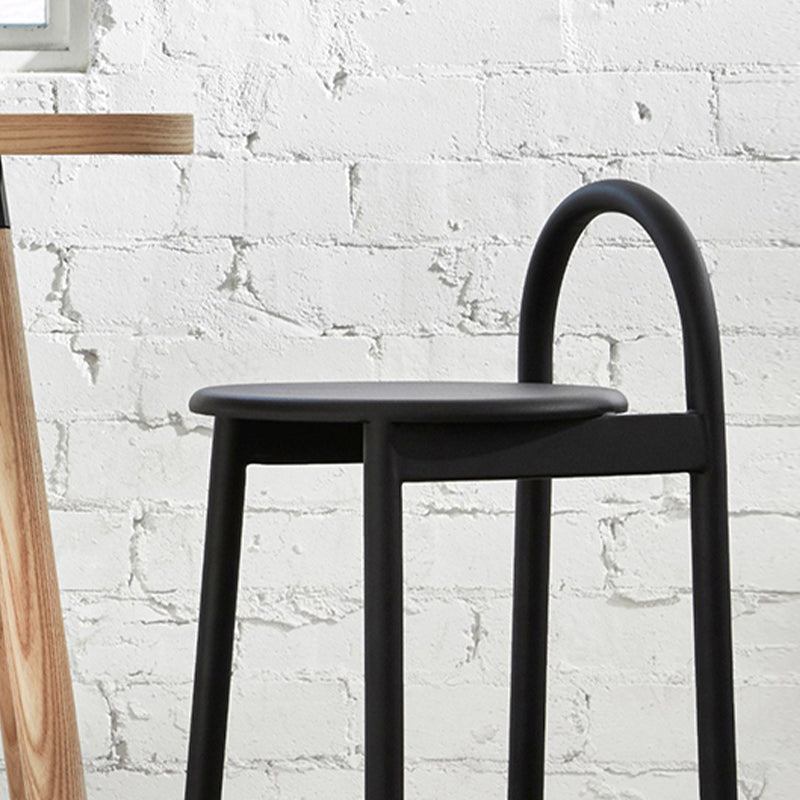 Matte Finish Wood Bar & Counter Chairs Modern Indoor Stools with Metal Frame