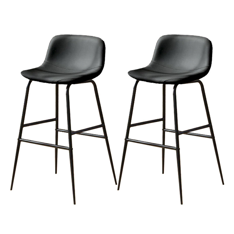 Faux Leather Dining Stools Industrial Bar Stools with Black Metal Base