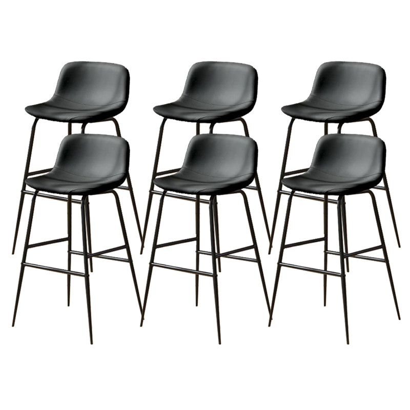 Faux Leather Dining Stools Industrial Bar Stools with Black Metal Base