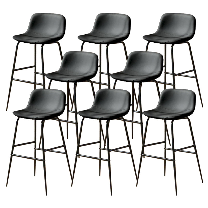 Faux Leather Dining Stools Industrial Bar Stools with Black Metal Base
