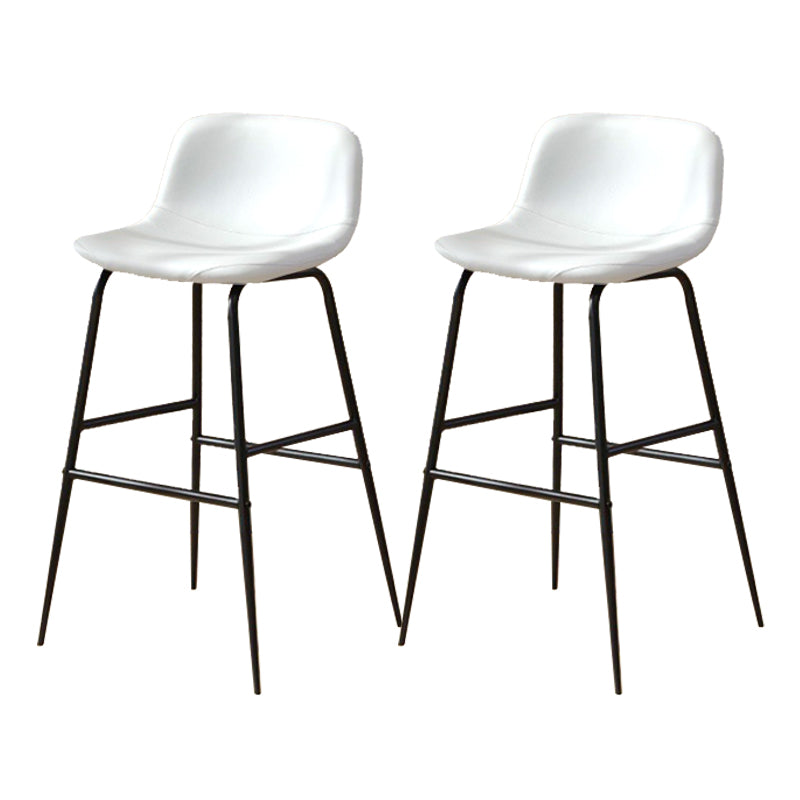 Faux Leather Dining Stools Industrial Bar Stools with Black Metal Base