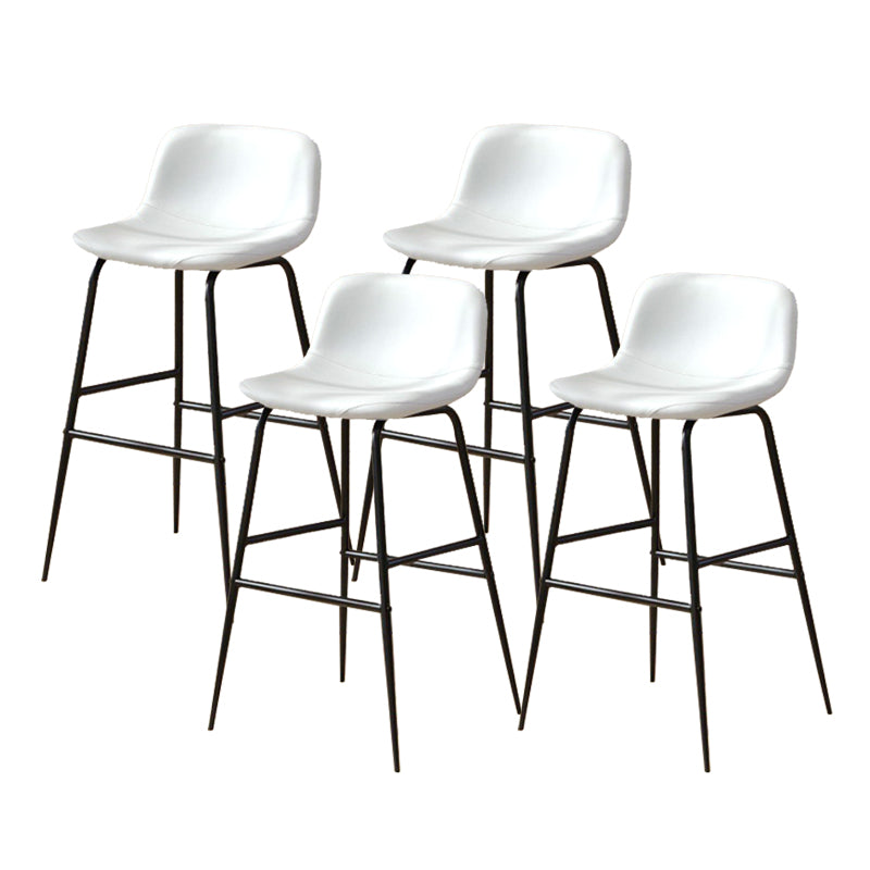 Faux Leather Dining Stools Industrial Bar Stools with Black Metal Base