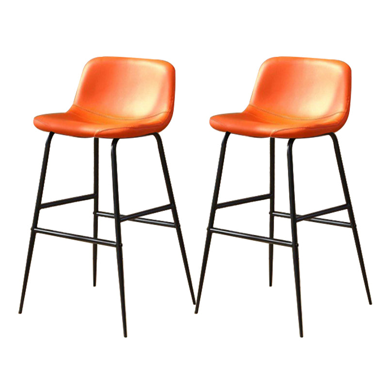 Faux Leather Dining Stools Industrial Bar Stools with Black Metal Base