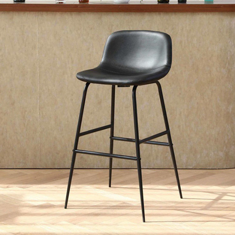 Faux Leather Dining Stools Industrial Bar Stools with Black Metal Base