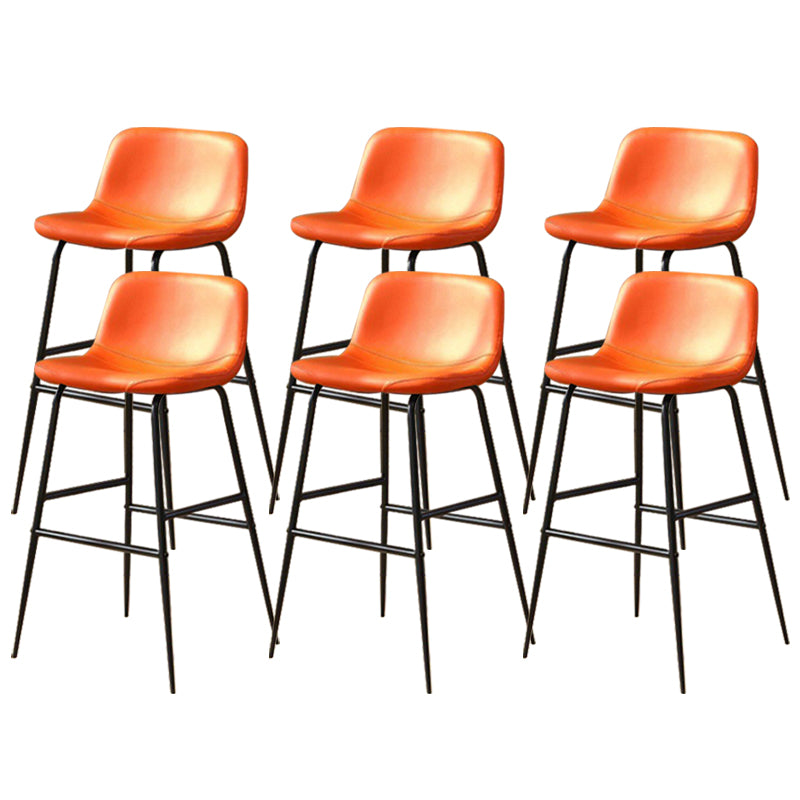 Faux Leather Dining Stools Industrial Bar Stools with Black Metal Base