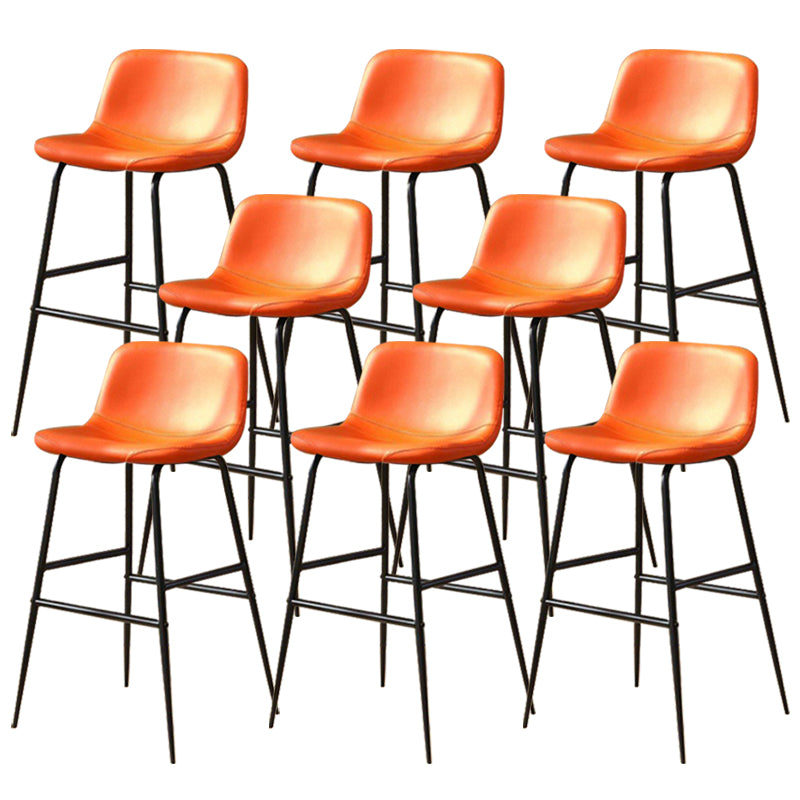 Faux Leather Dining Stools Industrial Bar Stools with Black Metal Base
