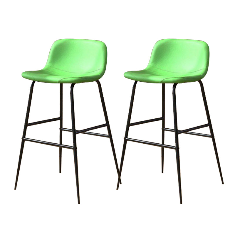 Faux Leather Dining Stools Industrial Bar Stools with Black Metal Base