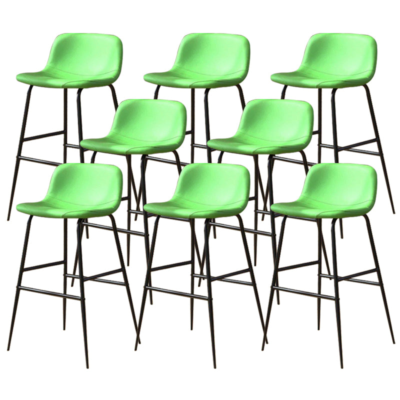 Faux Leather Dining Stools Industrial Bar Stools with Black Metal Base