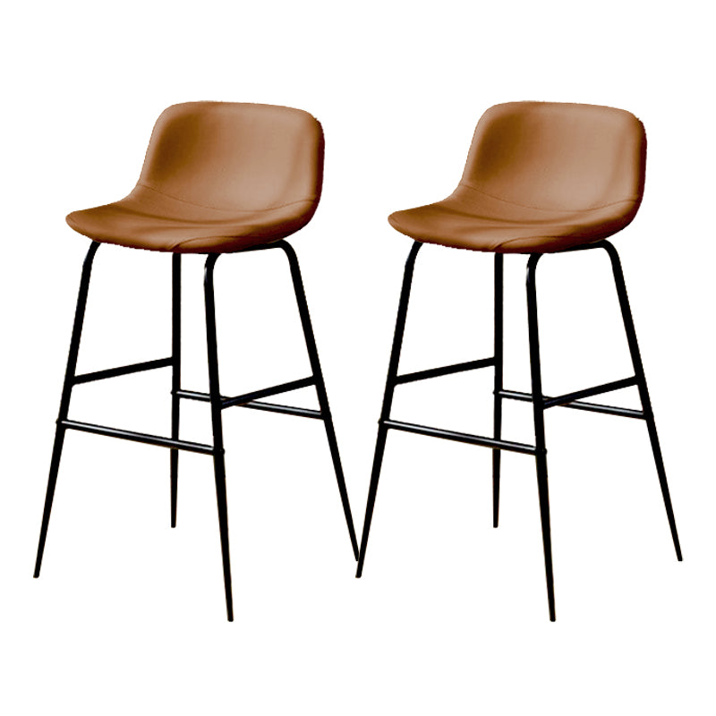 Faux Leather Dining Stools Industrial Bar Stools with Black Metal Base