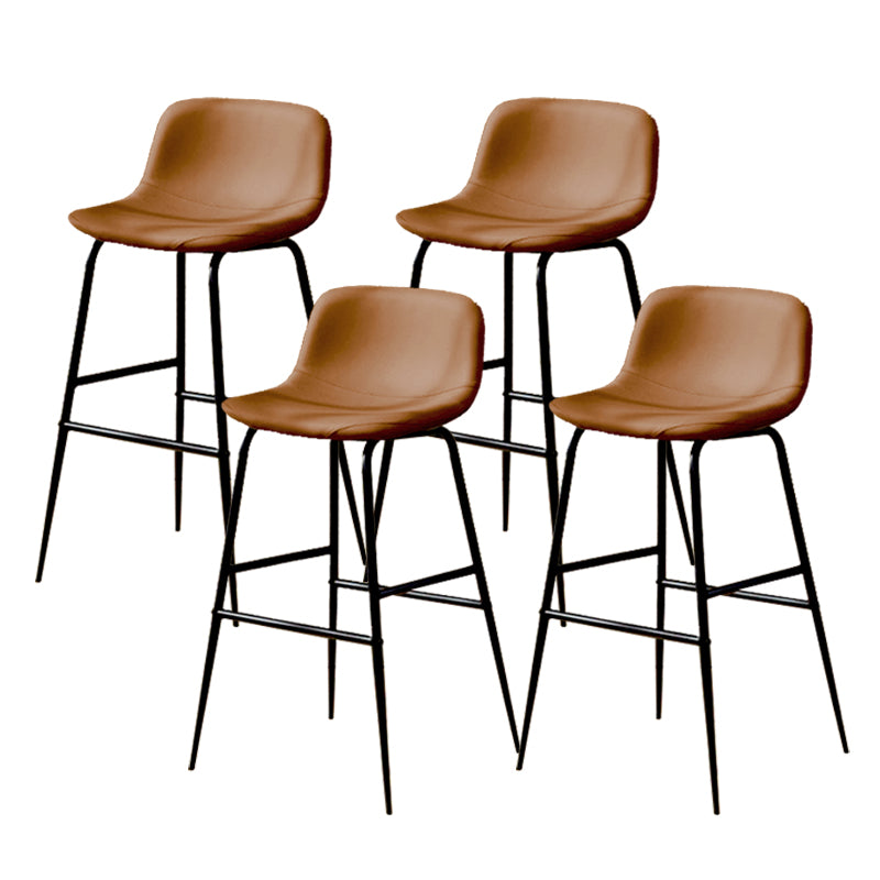 Faux Leather Dining Stools Industrial Bar Stools with Black Metal Base
