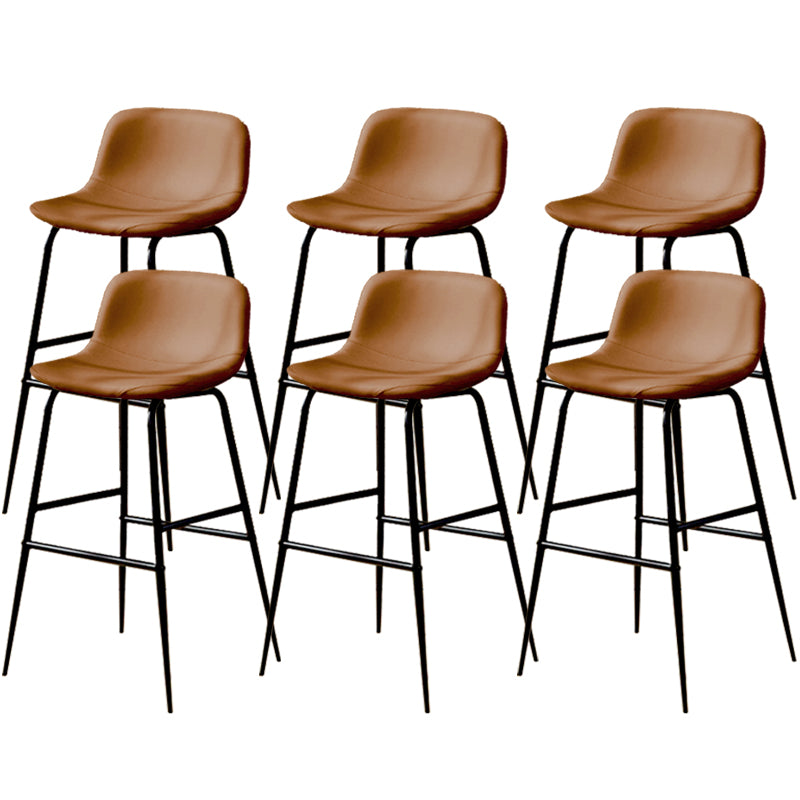 Faux Leather Dining Stools Industrial Bar Stools with Black Metal Base