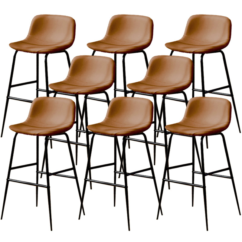 Faux Leather Dining Stools Industrial Bar Stools with Black Metal Base