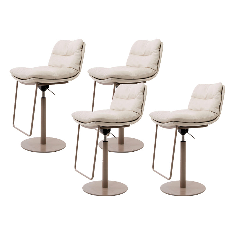 White Adjustable Height Bar Stools Industrial Faux Leather Stools