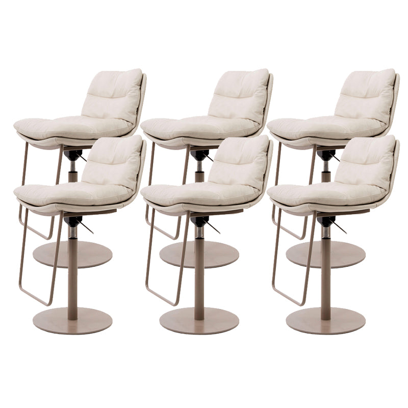 White Adjustable Height Bar Stools Industrial Faux Leather Stools