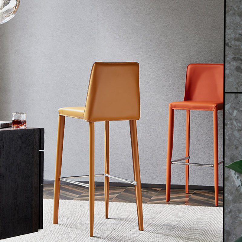Leather Bar Stool Modern Low Back Counter Stool for Dining Room