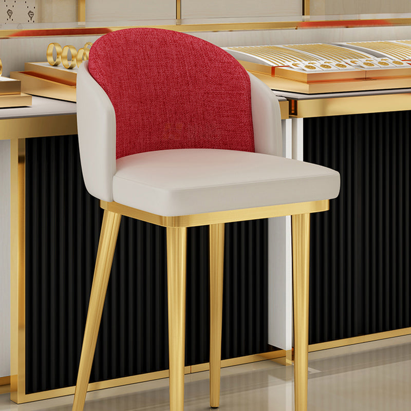 Linen Counter Chairs with Metal Frame Glam Indoor Counter Stools