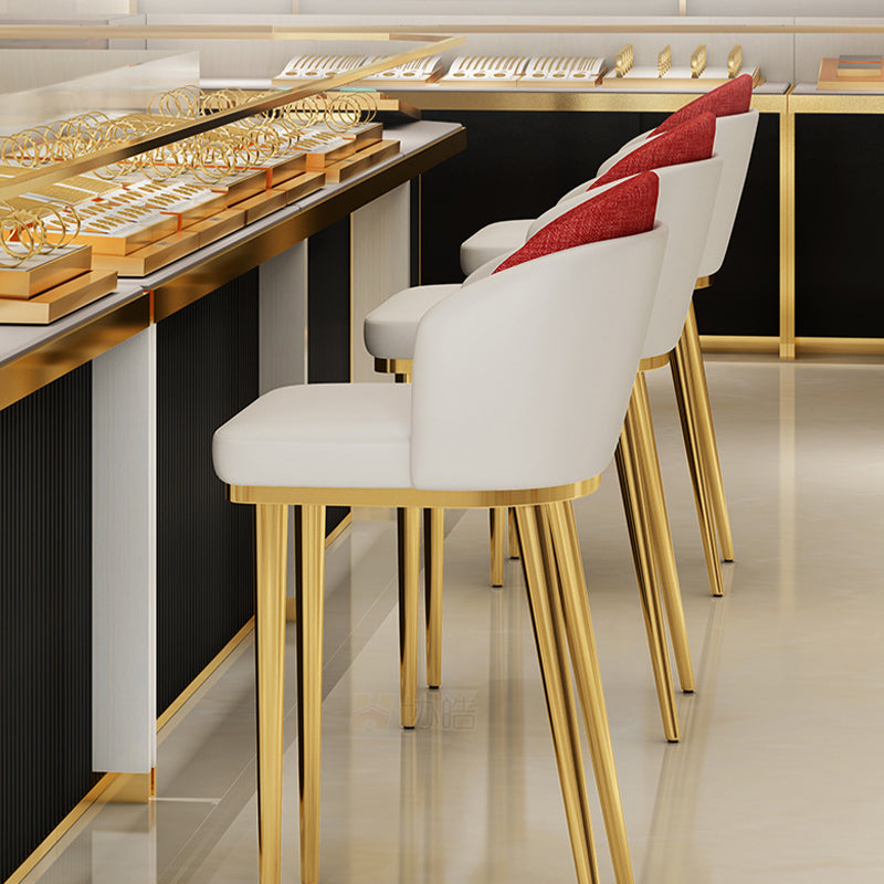 Linen Counter Chairs with Metal Frame Glam Indoor Counter Stools