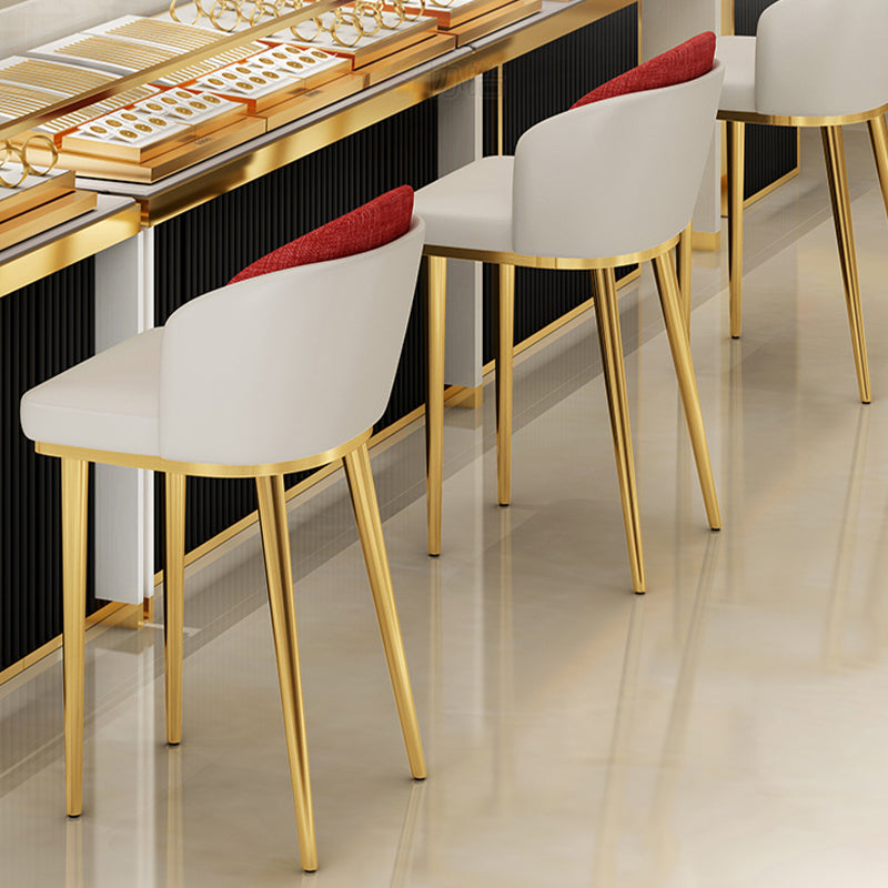 Linen Counter Chairs with Metal Frame Glam Indoor Counter Stools