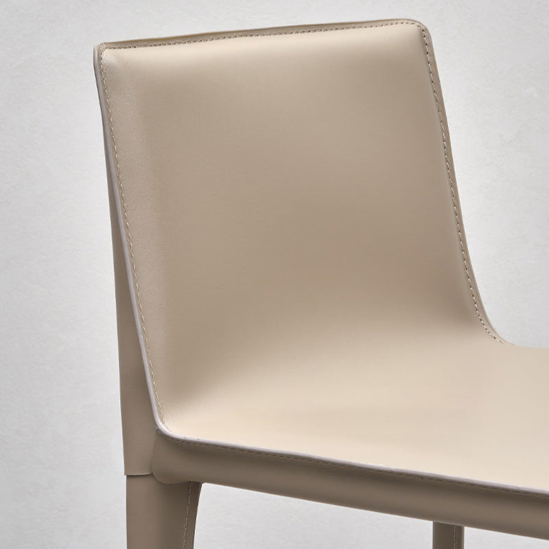 Beige Faux Leather Stools with Footrest Contemporary Indoor Bar Stools