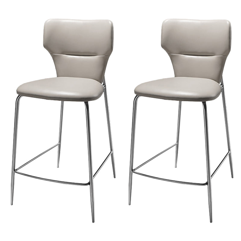 Modern Bar Stool Leather Backrest Counter Stool with Metal Base