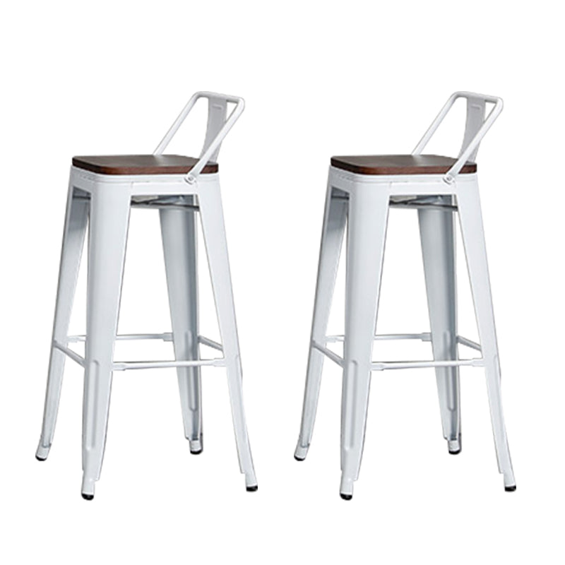 Contemporary Metal Bar Stool Low Back Dining Stool with Footrest