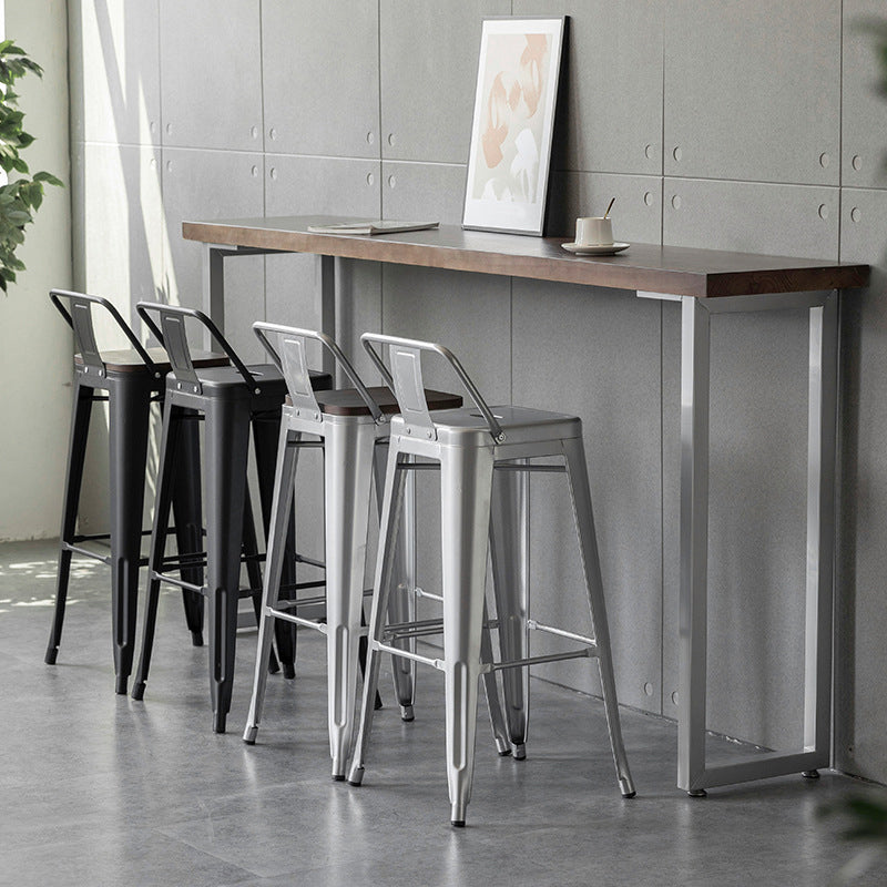 Contemporary Metal Bar Stool Low Back Dining Stool with Footrest