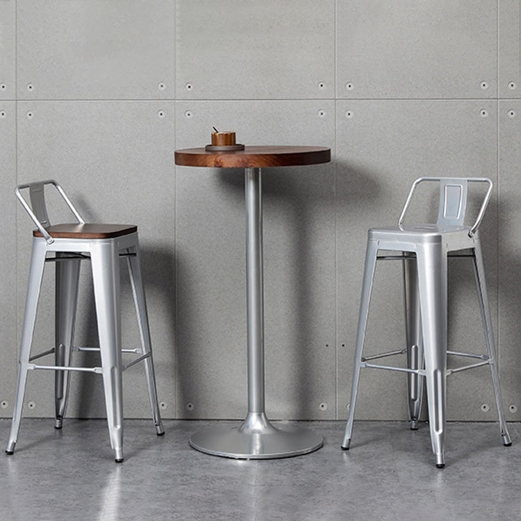 Contemporary Metal Bar Stool Low Back Dining Stool with Footrest