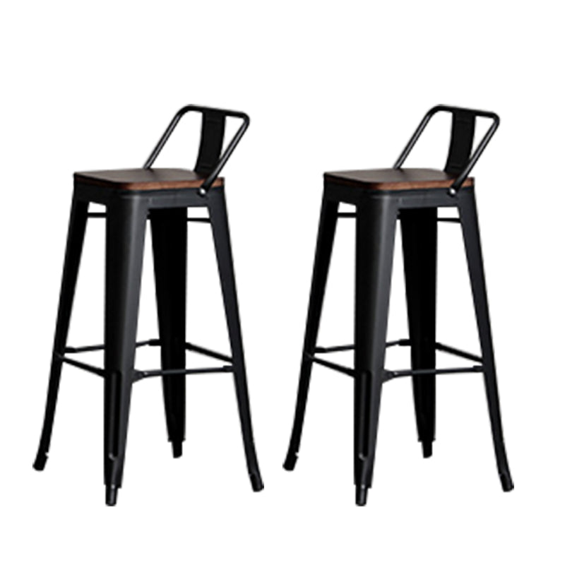 Contemporary Metal Bar Stool Low Back Dining Stool with Footrest
