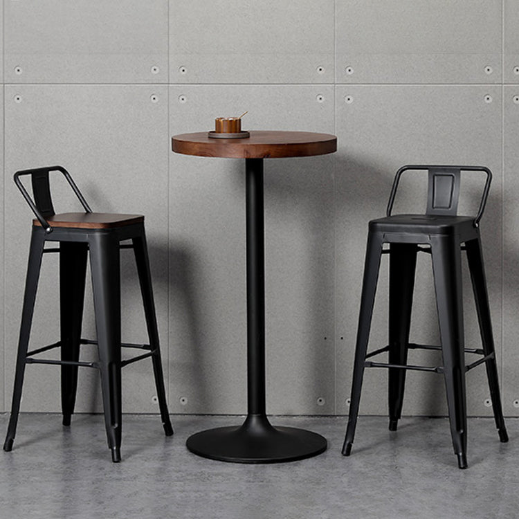 Contemporary Metal Bar Stool Low Back Dining Stool with Footrest