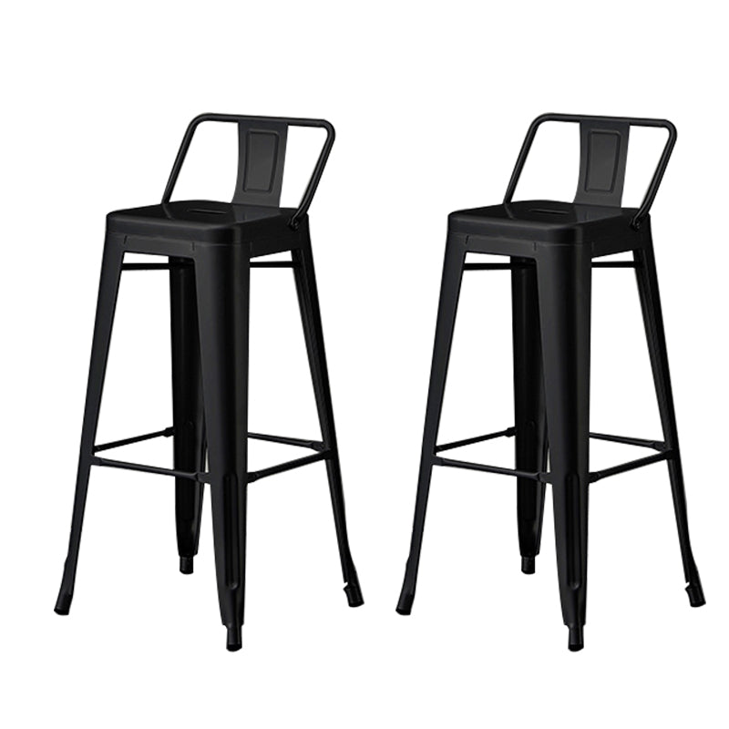 Contemporary Metal Bar Stool Low Back Dining Stool with Footrest