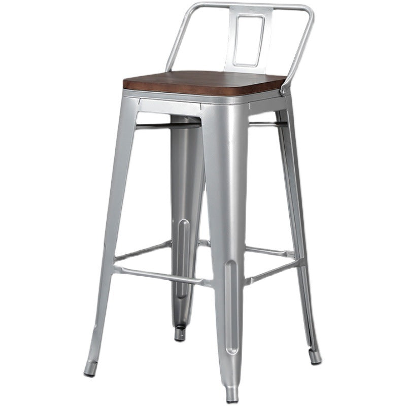 Contemporary Metal Bar Stool Low Back Dining Stool with Footrest