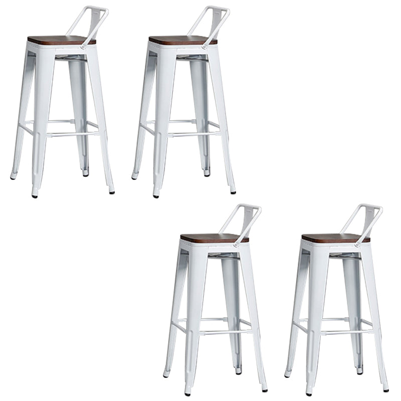 Contemporary Metal Bar Stool Low Back Dining Stool with Footrest