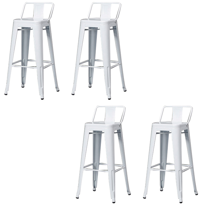 Contemporary Metal Bar Stool Low Back Dining Stool with Footrest