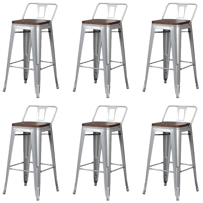Contemporary Metal Bar Stool Low Back Dining Stool with Footrest