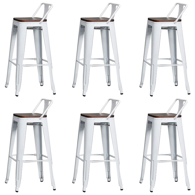 Contemporary Metal Bar Stool Low Back Dining Stool with Footrest