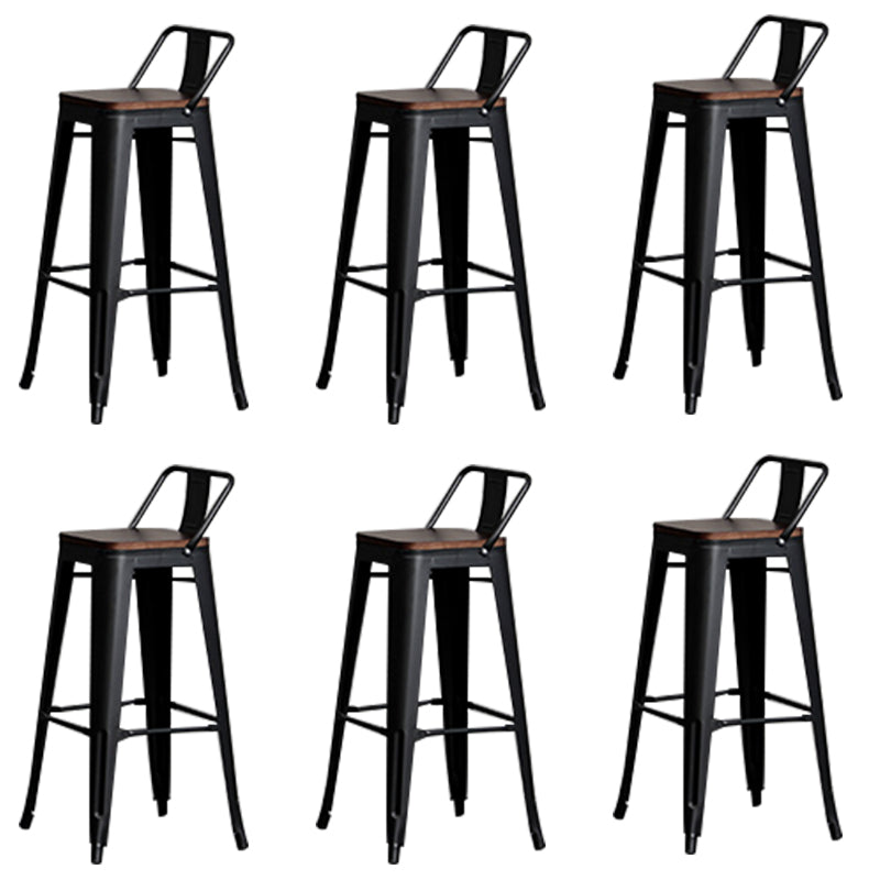 Contemporary Metal Bar Stool Low Back Dining Stool with Footrest