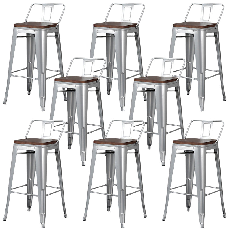 Contemporary Metal Bar Stool Low Back Dining Stool with Footrest