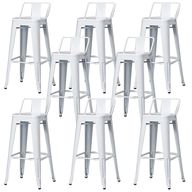 Contemporary Metal Bar Stool Low Back Dining Stool with Footrest
