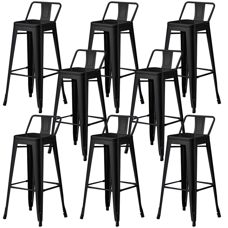 Contemporary Metal Bar Stool Low Back Dining Stool with Footrest