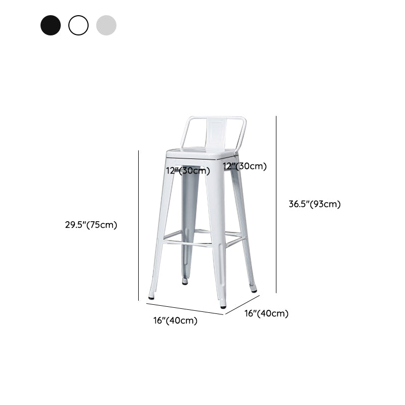 Contemporary Metal Bar Stool Low Back Dining Stool with Footrest