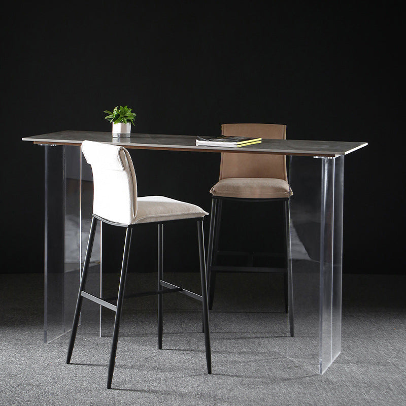 Armless Bar Stool Contemporary Low Back Dining Stool with Footrest