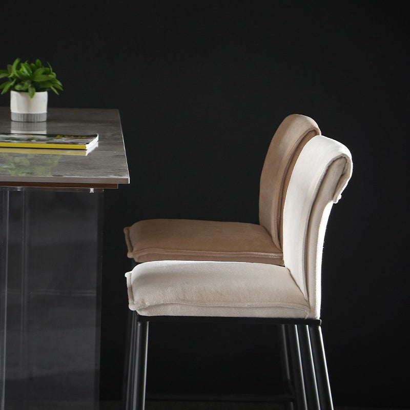 Armless Bar Stool Contemporary Low Back Dining Stool with Footrest