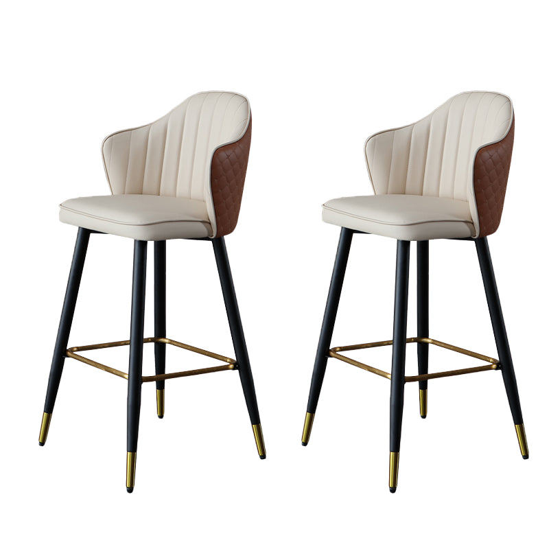 Glam Leather Bar Stool Backrest Counter Stool with Metal Legs