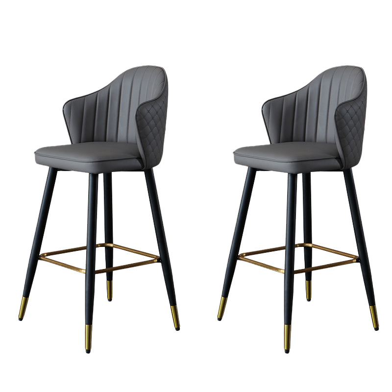 Glam Leather Bar Stool Backrest Counter Stool with Metal Legs