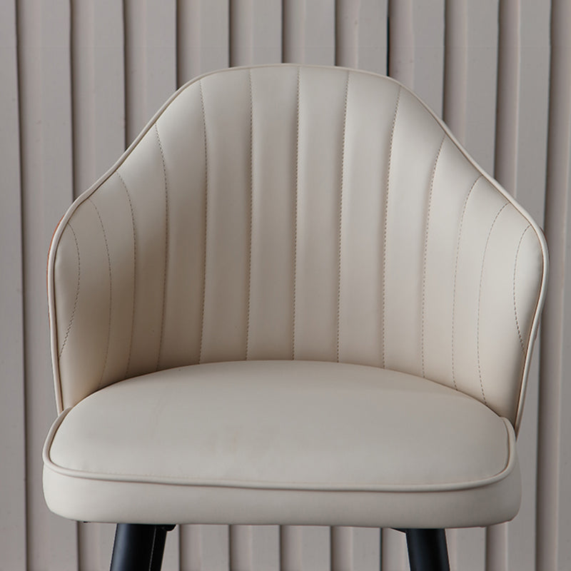 Glam Leather Bar Stool Backrest Counter Stool with Metal Legs