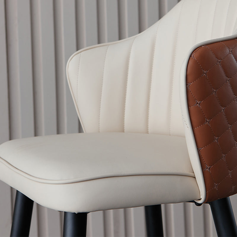 Glam Leather Bar Stool Backrest Counter Stool with Metal Legs