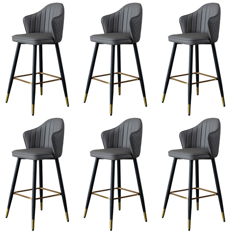 Glam Leather Bar Stool Backrest Counter Stool with Metal Legs