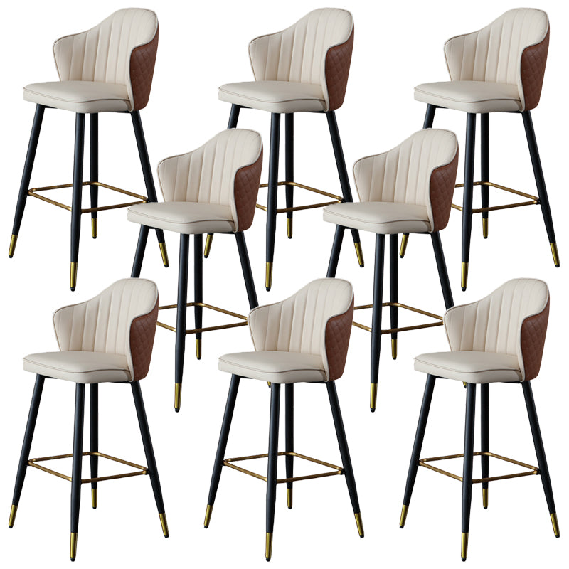 Glam Leather Bar Stool Backrest Counter Stool with Metal Legs