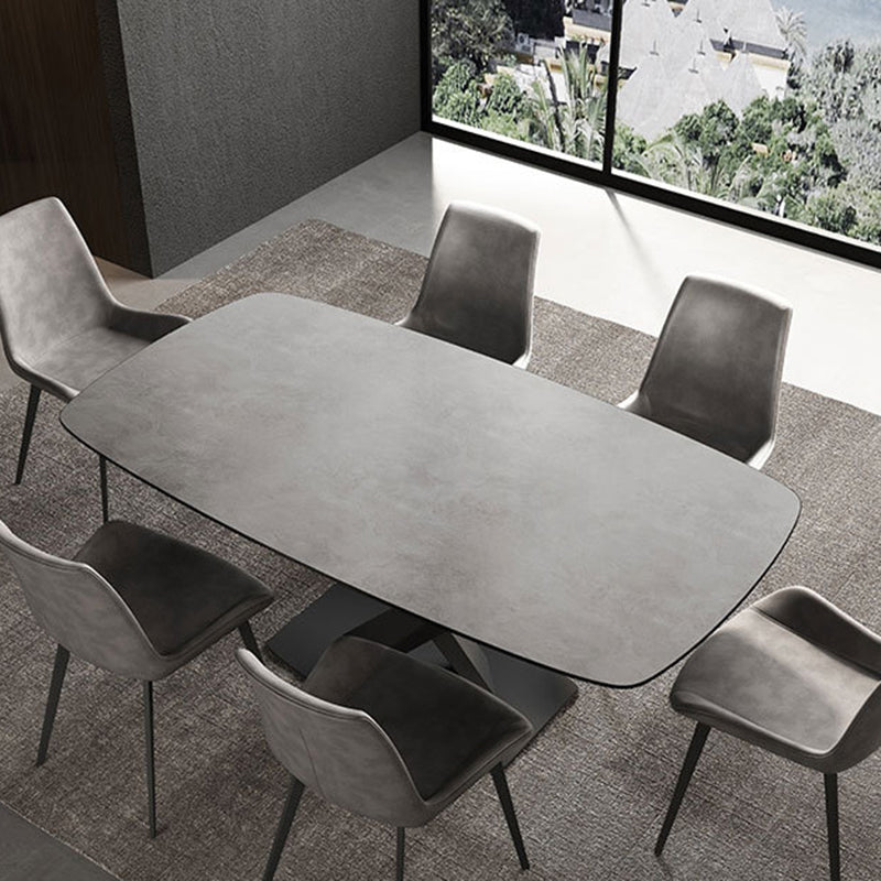 Industrial Style Rectangle Dining Table Sintered Stone Table with Metal Leg for Home