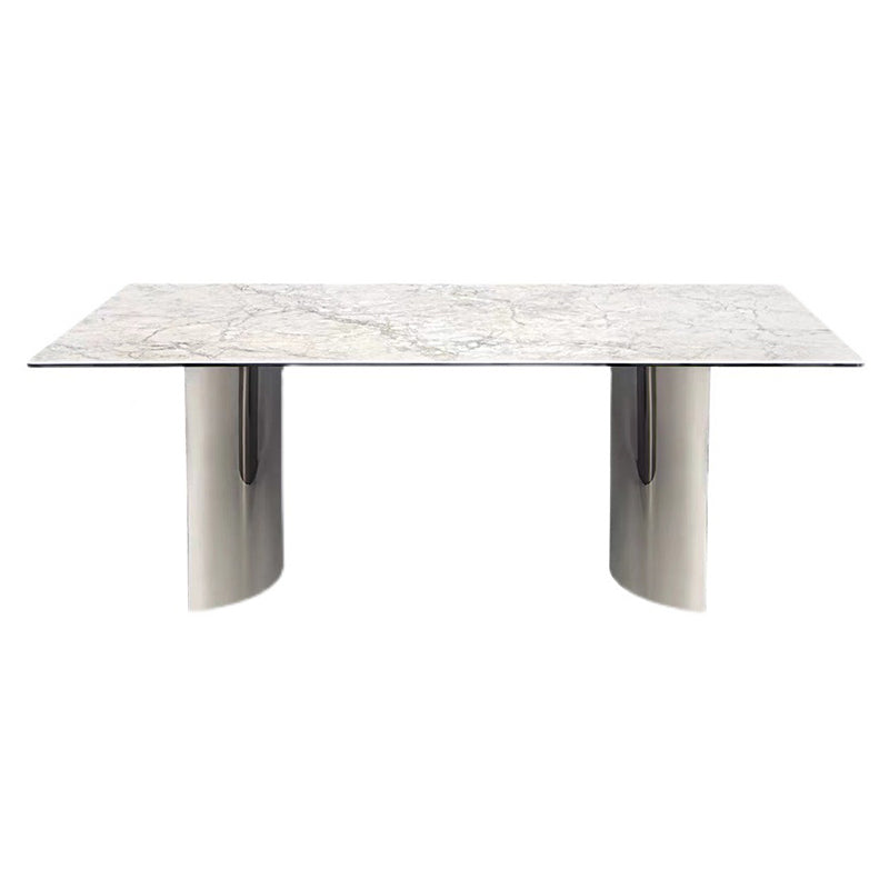 Industrial Rectangle Dining Table Sintered Stone Table with Metal Legs for Home
